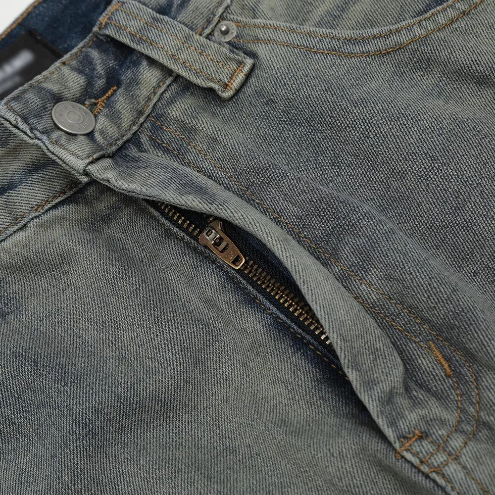 Waste Soil Wind Wash Water Old Denim Cargo Pants Men's Trendy Deconstructed Spliced Multi-Pocket Loose Straight Pants