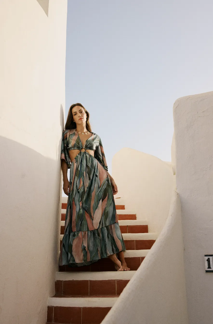 Watercolour Evergreen - Lisbon Dress