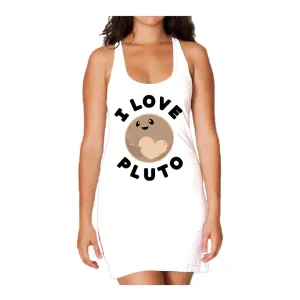 Weird Science I Love Pluto Official Women's Long Tank Dress (White)