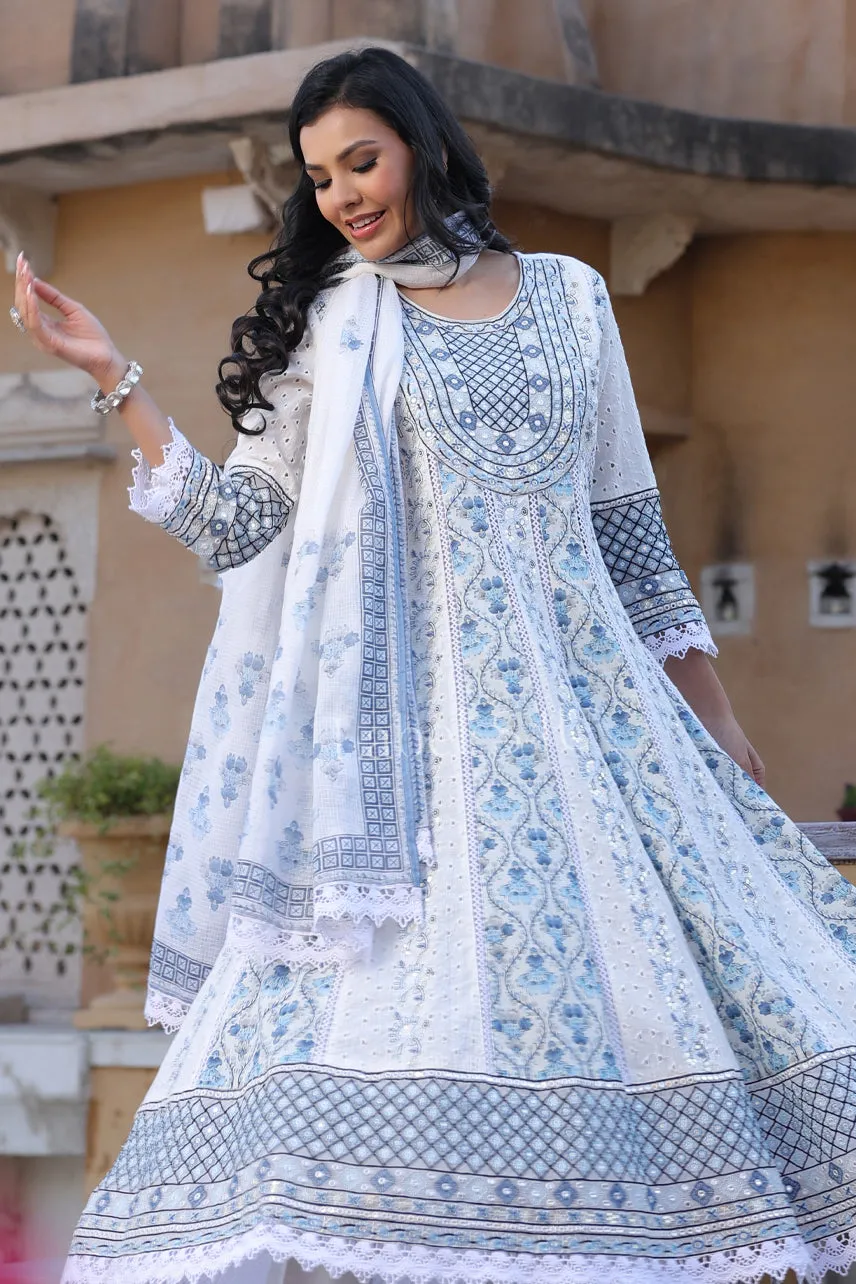 White Blossom-Anarkali