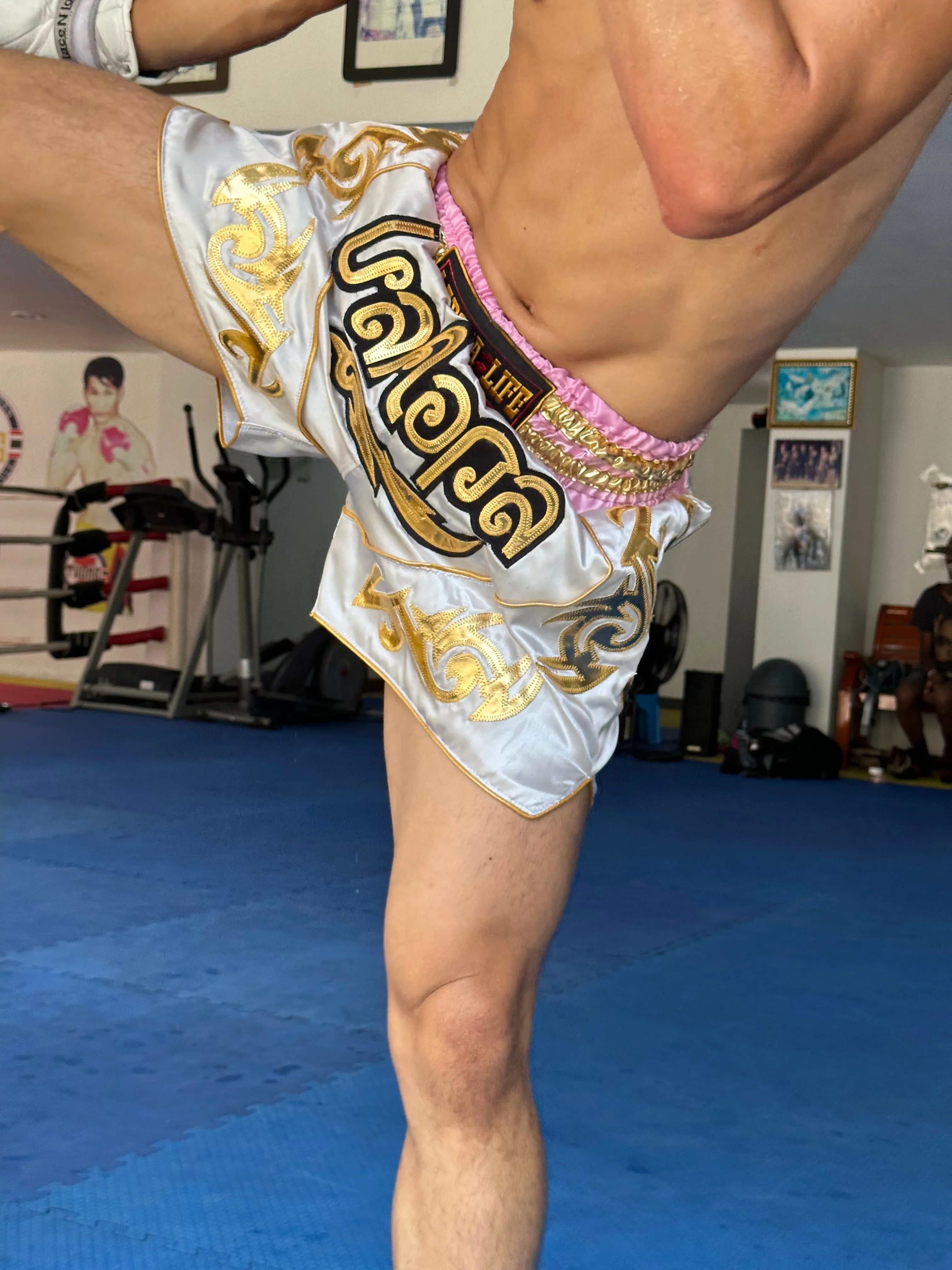 WHITE MUAY THAI SHORTS