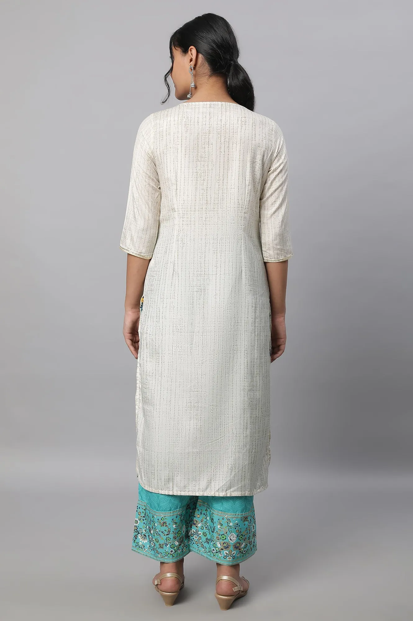 White Printed kurta & Palazzo Set