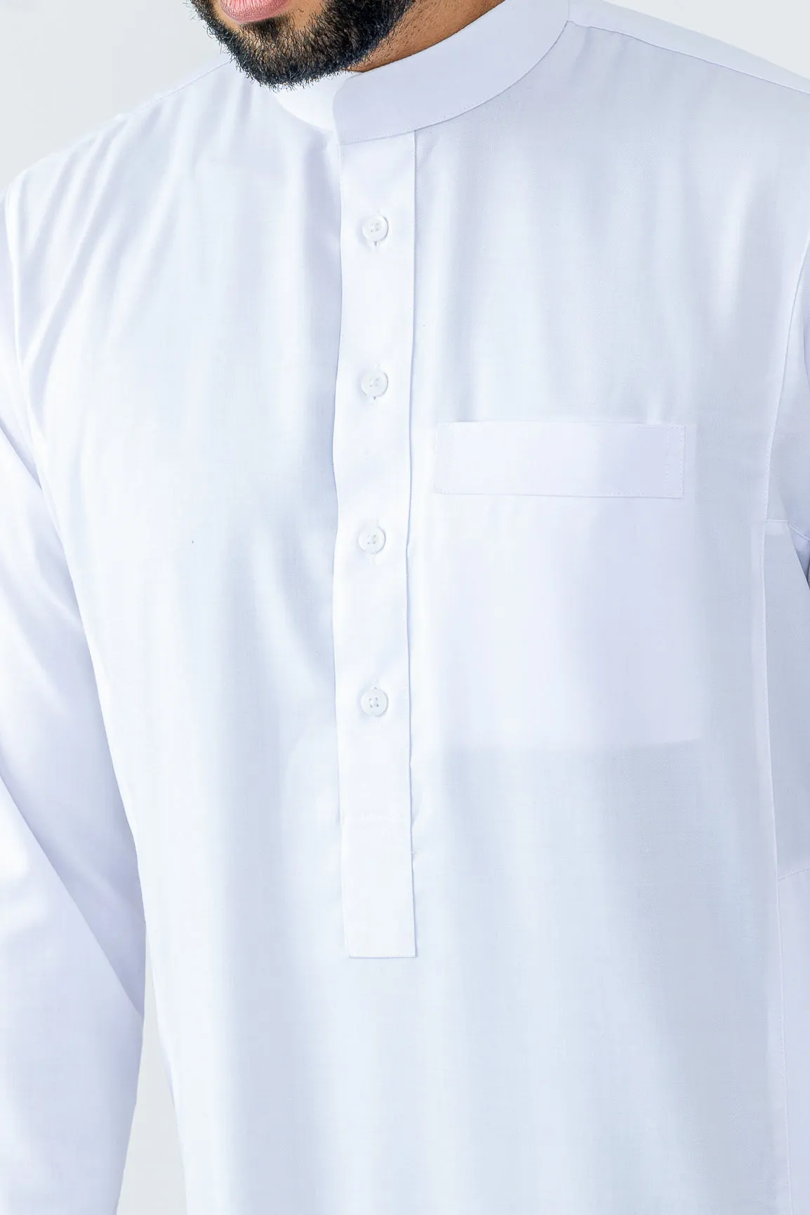 White Saudi Collar Thobe|Jubbah