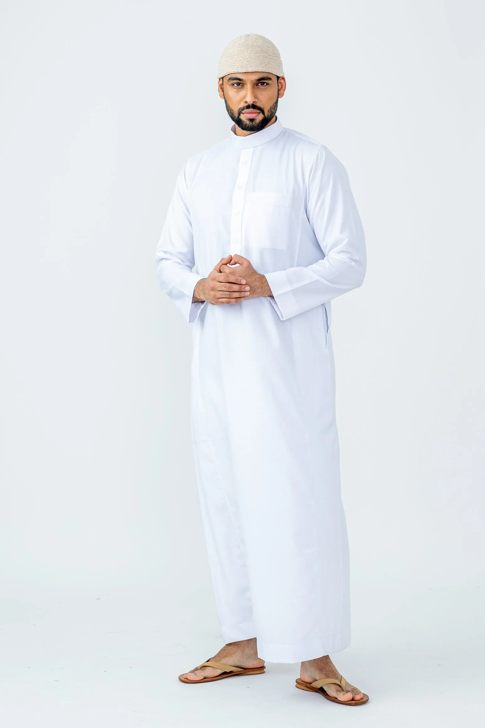 White Saudi Collar Thobe|Jubbah