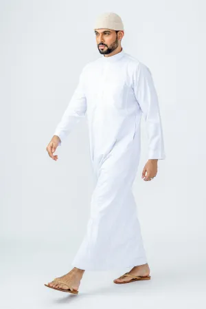 White Saudi Collar Thobe|Jubbah