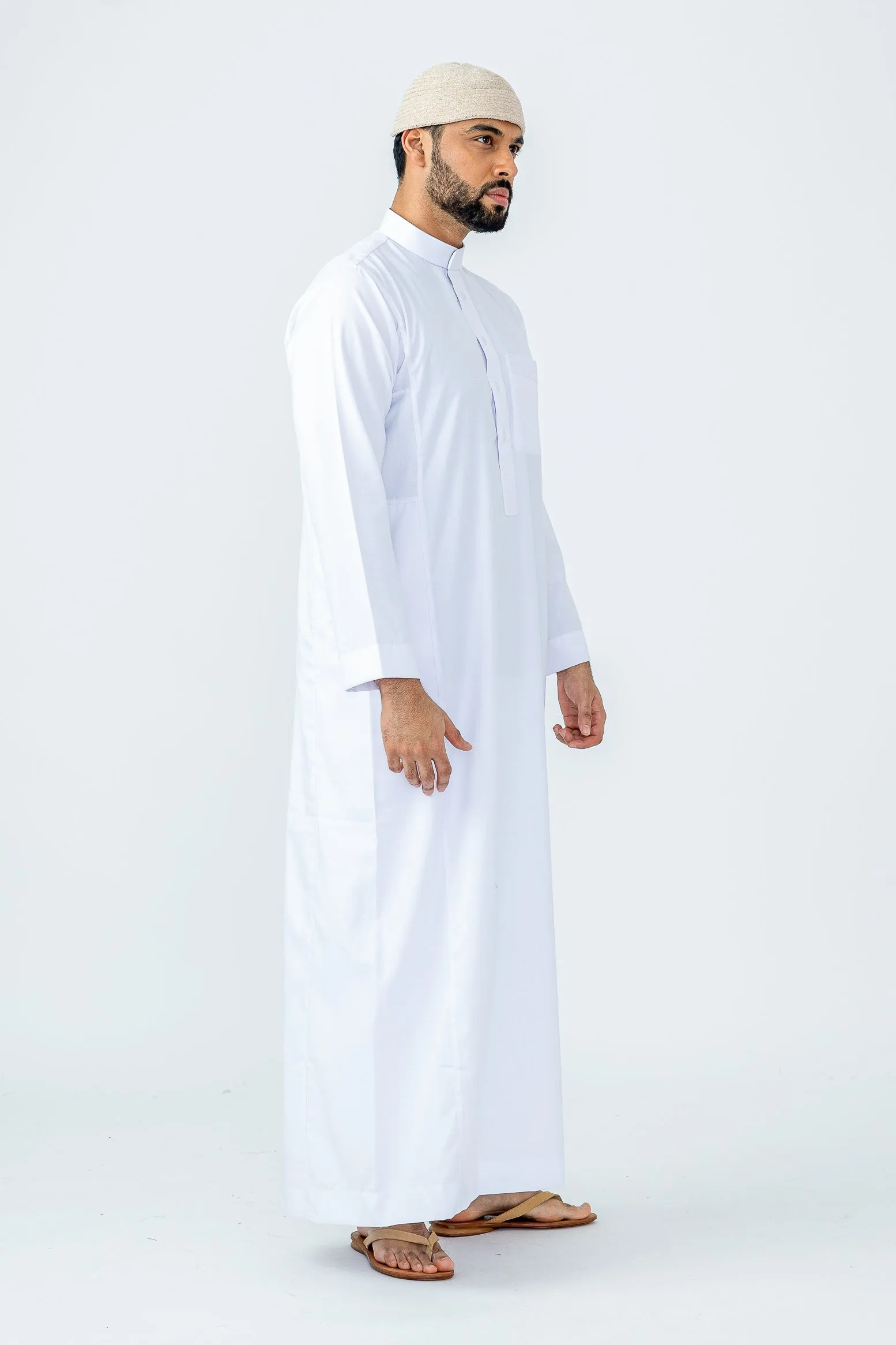 White Saudi Collar Thobe|Jubbah