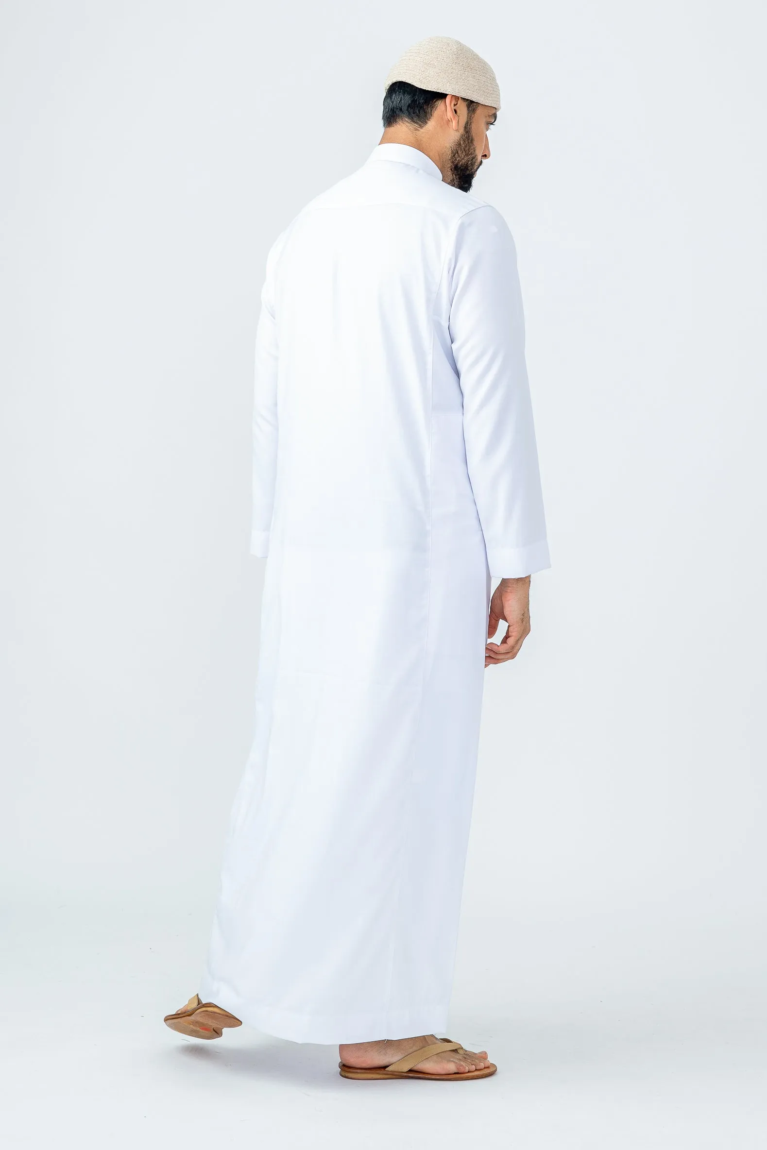 White Saudi Collar Thobe|Jubbah