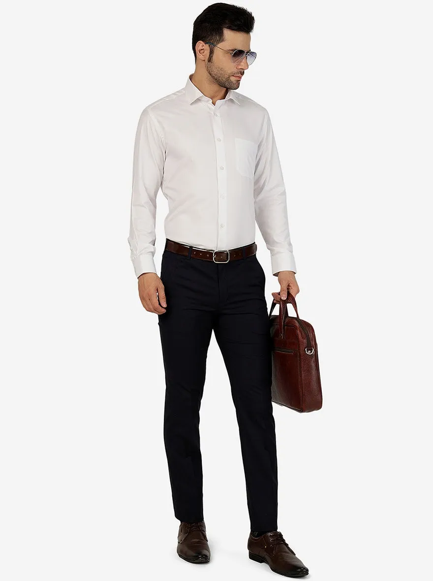 White Solid Slim Fit Formal Shirt | Greenfibre