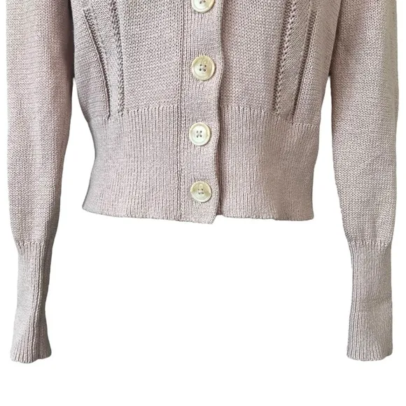 White   Warren - Puff Shoulder Cardigan in Pink Topaz