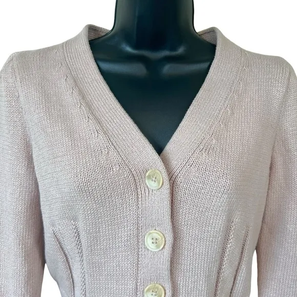 White   Warren - Puff Shoulder Cardigan in Pink Topaz