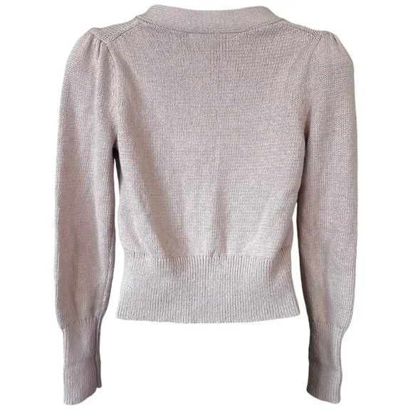 White   Warren - Puff Shoulder Cardigan in Pink Topaz