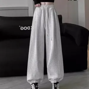 White Wide Leg Solid Joggers