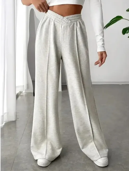 Wide Leg Pants - Heather Gray