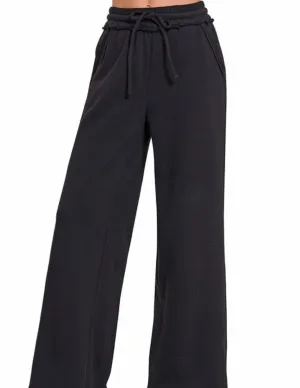 Wide Leg Trendy Sweat pants Black