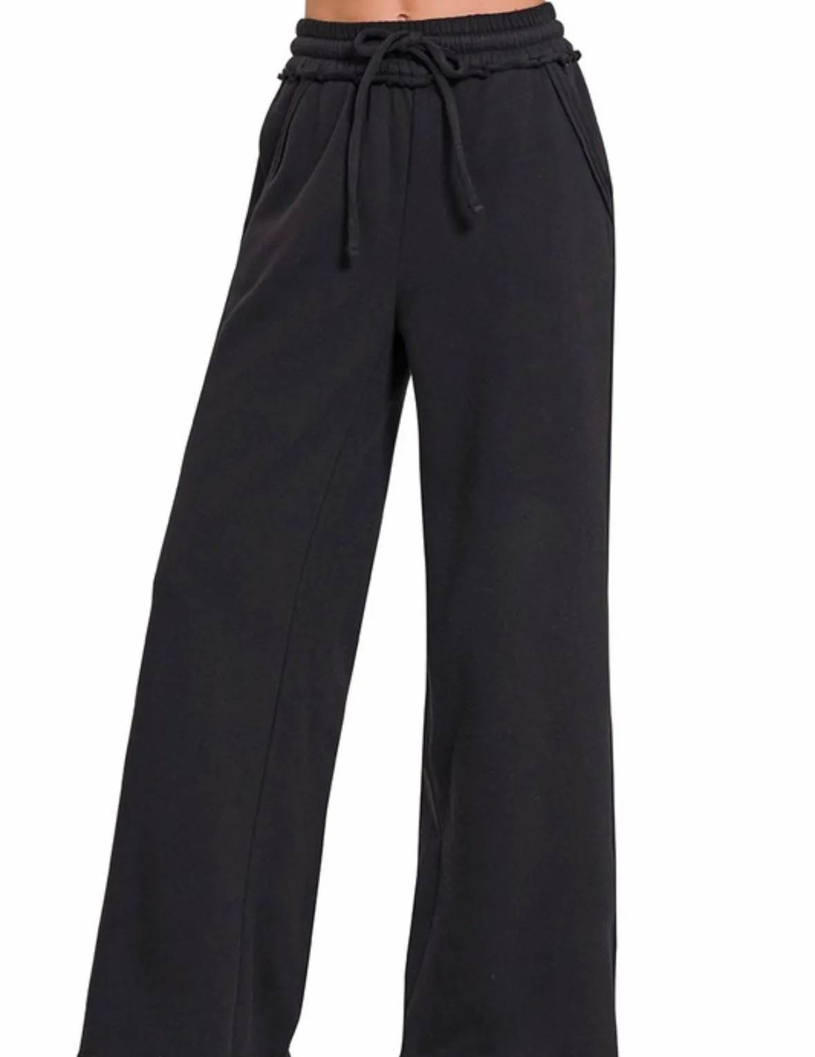 Wide Leg Trendy Sweat pants Black