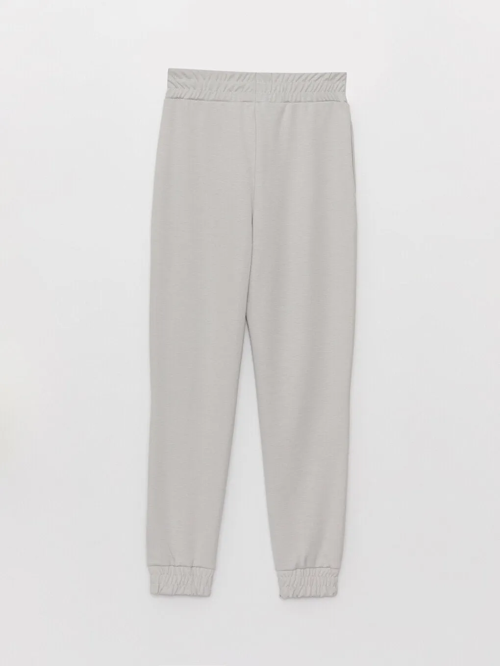 Women Elastic Waist Plain Jogger Sweatpants