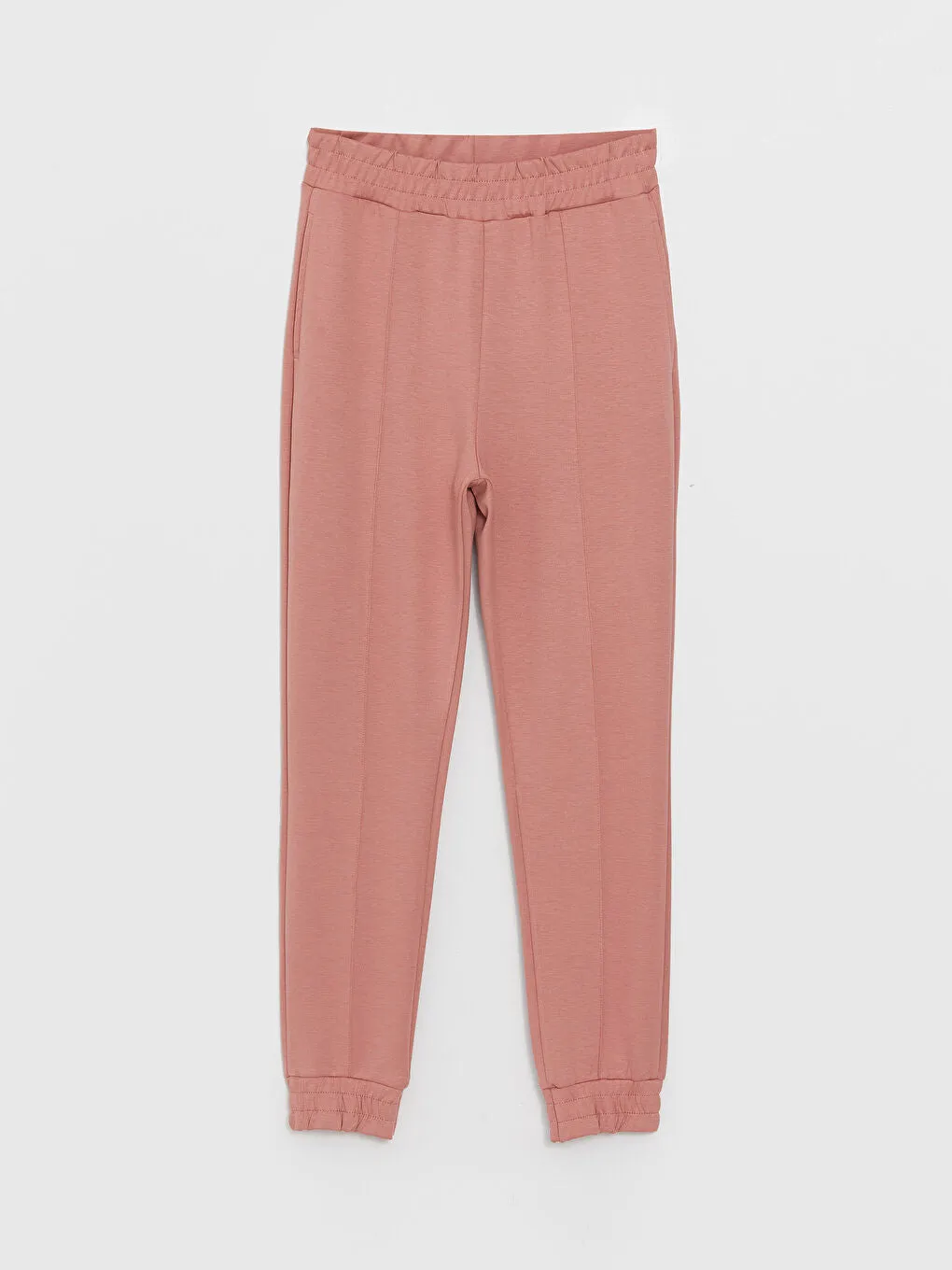 Women Elastic Waist Plain Jogger Sweatpants