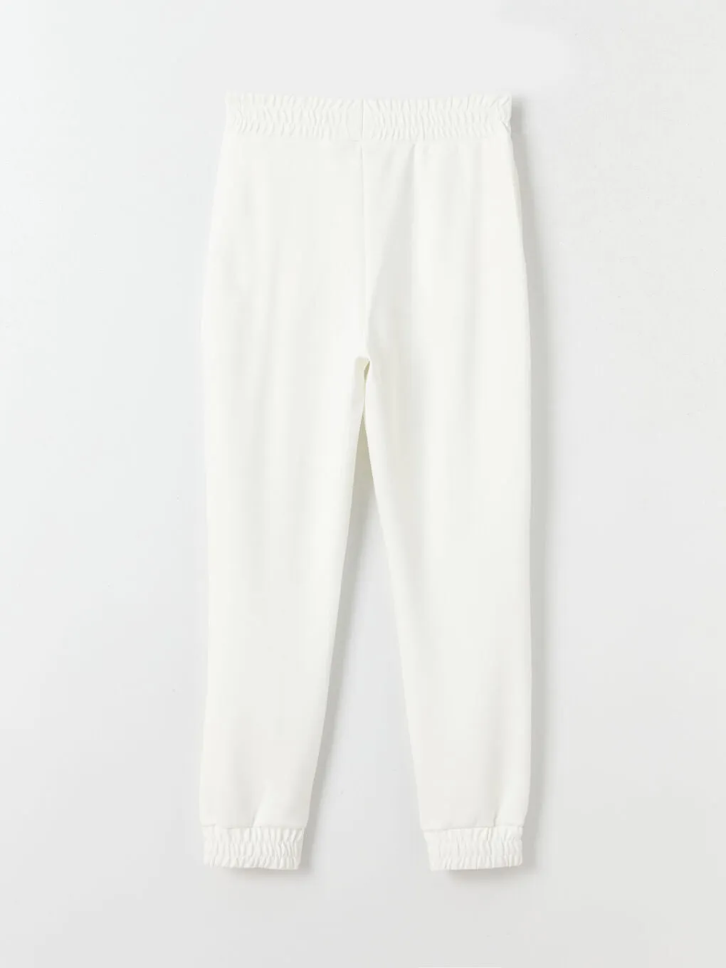 Women Elastic Waist Plain Jogger Sweatpants