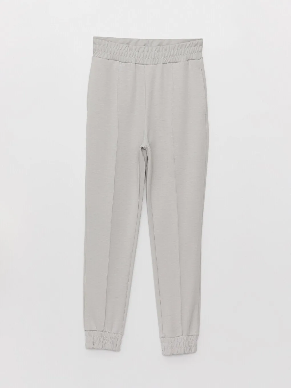 Women Elastic Waist Plain Jogger Sweatpants