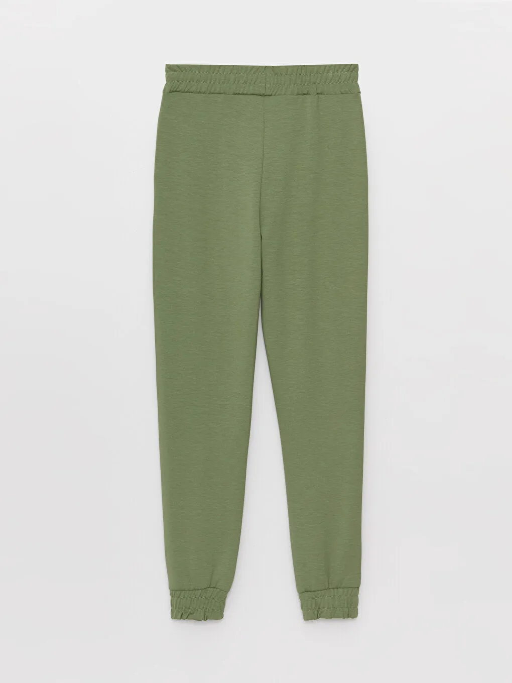 Women Elastic Waist Plain Jogger Sweatpants