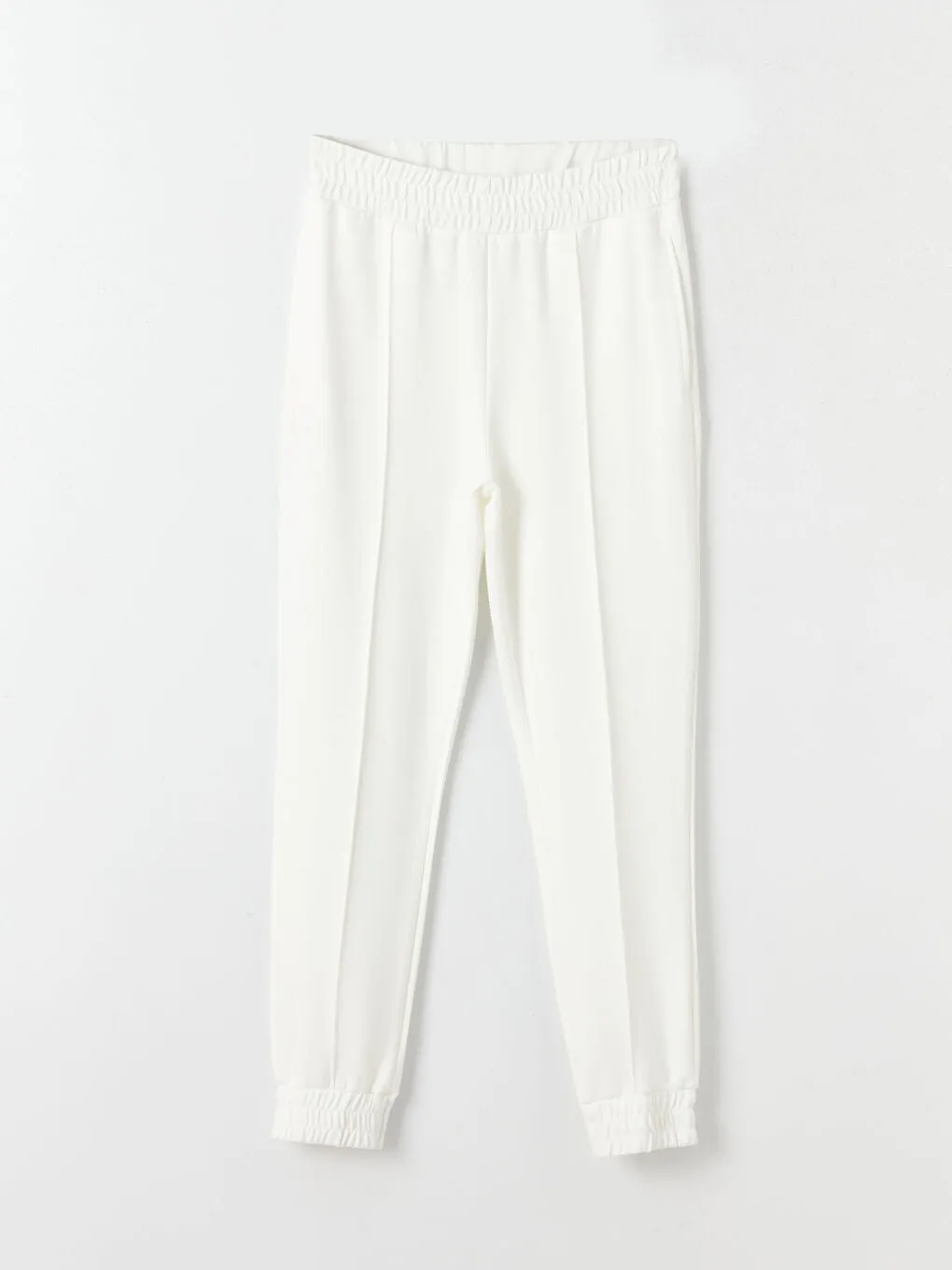 Women Elastic Waist Plain Jogger Sweatpants