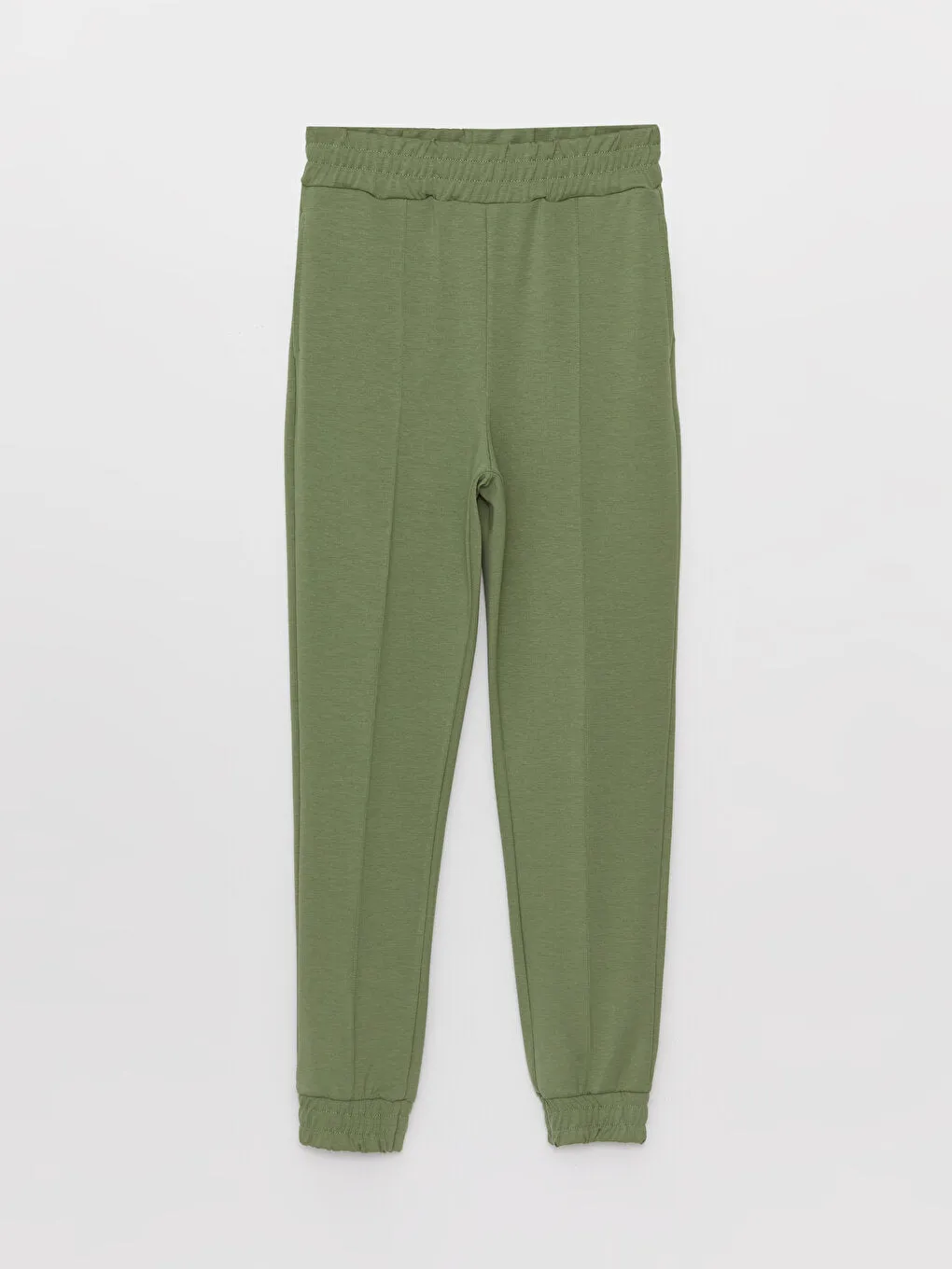 Women Elastic Waist Plain Jogger Sweatpants