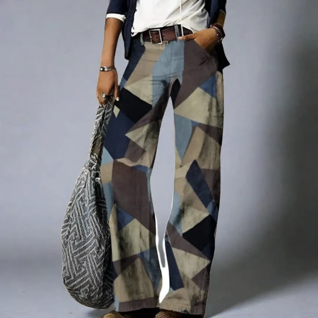 Women's Graphic Vintage Wide Leg Pants | High Waisted