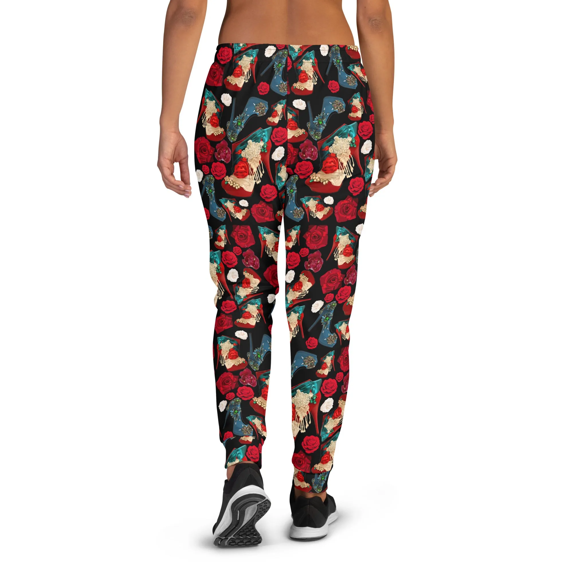 Women's Joggers 'Fiori rosso nero'
