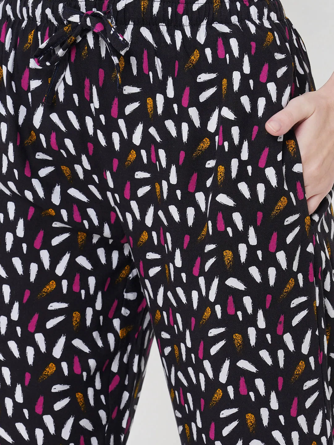 Women's Printed, Multicolor, Viscose, Regular Fit, Elasticated, Waistband, Pyjama  With Side Pockets