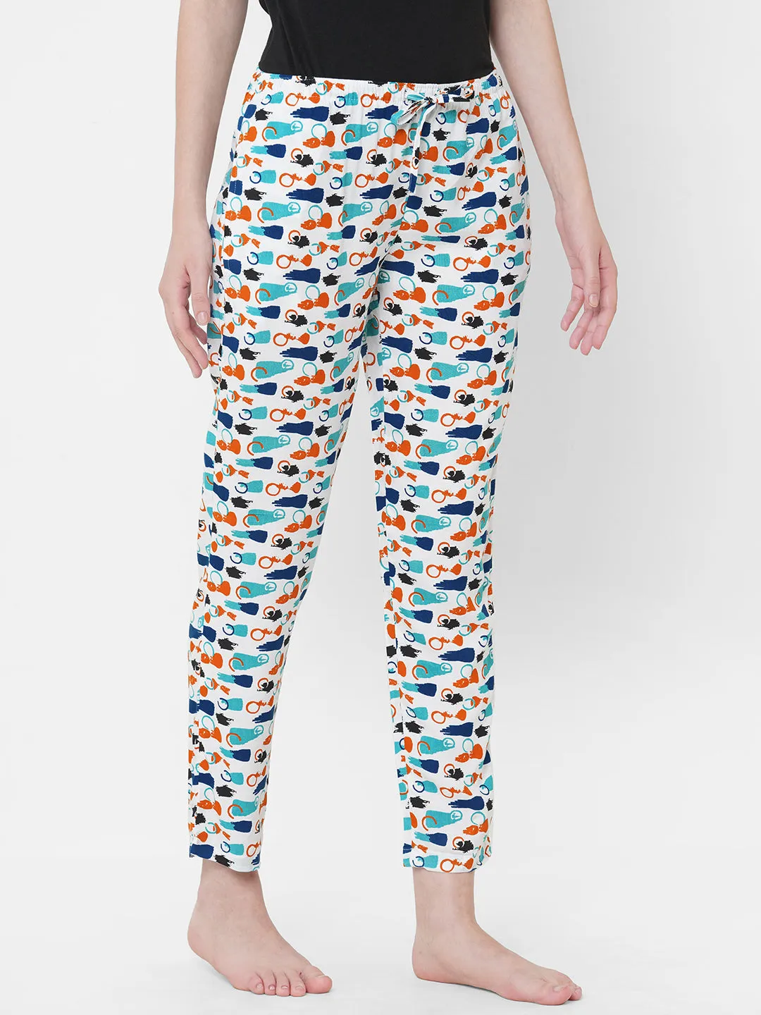 Women's Printed, Multicolor, Viscose, Regular Fit, Elasticated, Waistband, Pyjama  With Side Pockets