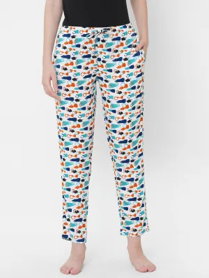 Women's Printed, Multicolor, Viscose, Regular Fit, Elasticated, Waistband, Pyjama  With Side Pockets