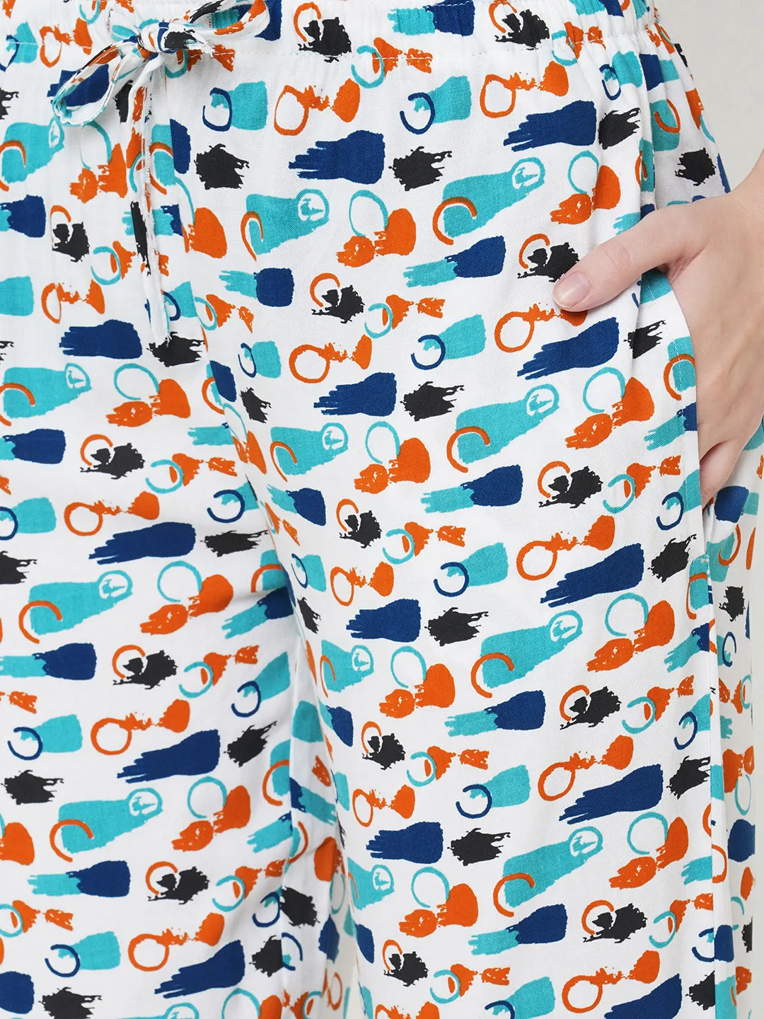 Women's Printed, Multicolor, Viscose, Regular Fit, Elasticated, Waistband, Pyjama  With Side Pockets