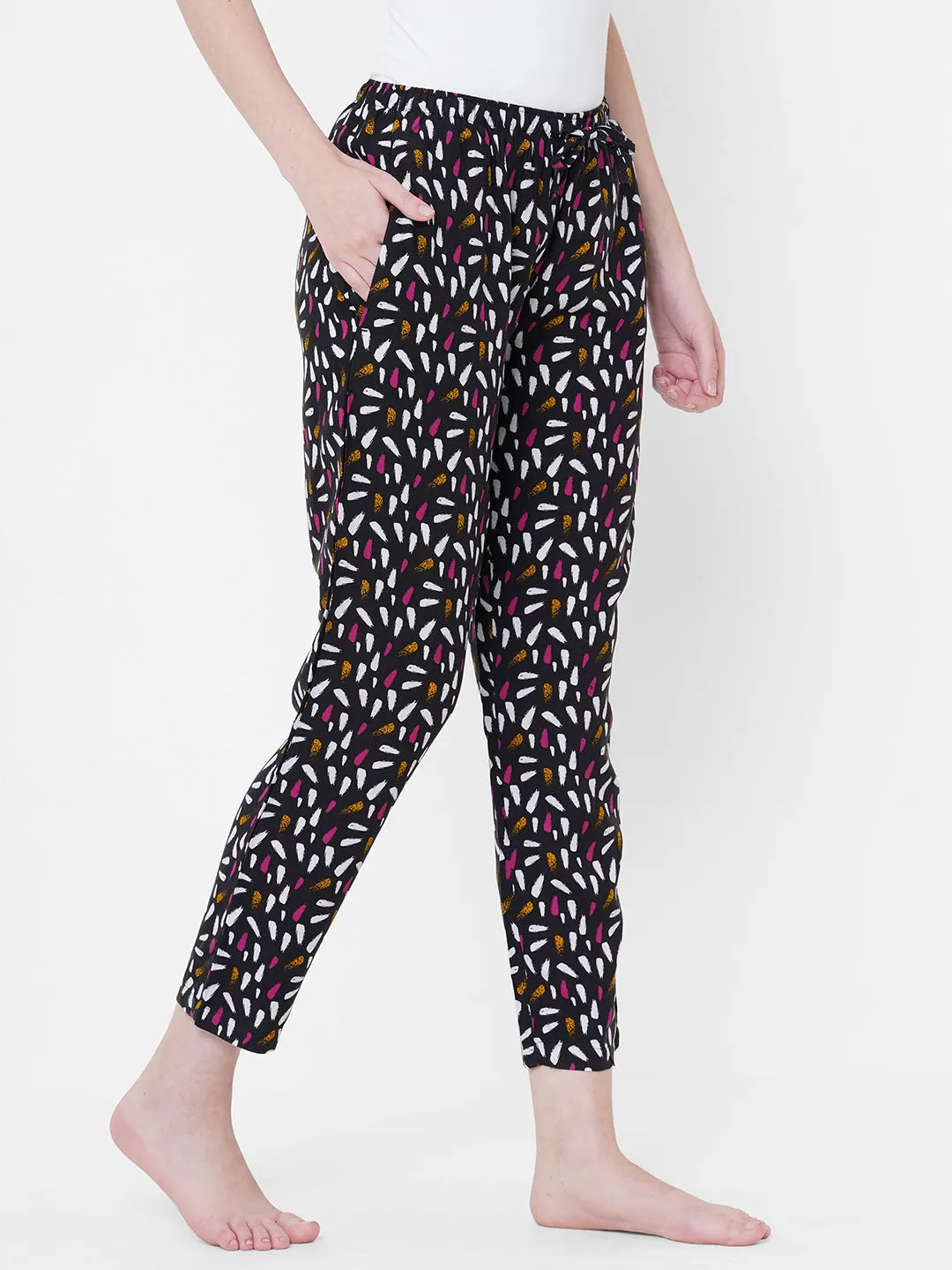 Women's Printed, Multicolor, Viscose, Regular Fit, Elasticated, Waistband, Pyjama  With Side Pockets