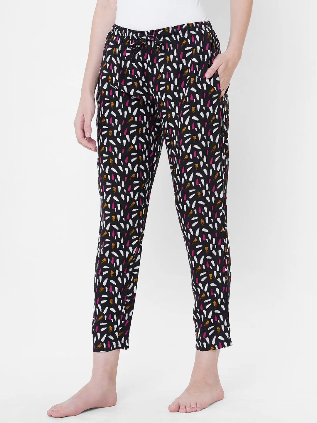 Women's Printed, Multicolor, Viscose, Regular Fit, Elasticated, Waistband, Pyjama  With Side Pockets