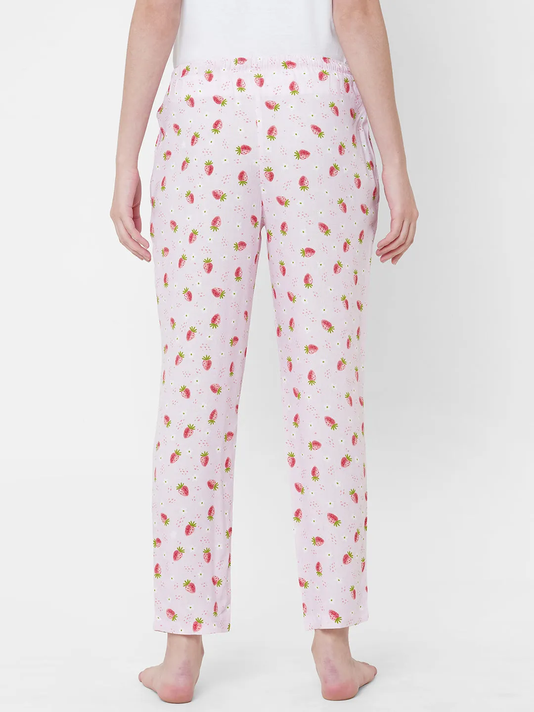 Women's Printed, Pink, Viscose, Regular Fit, Elasticated, Waistband, Pyjama  With Side Pockets