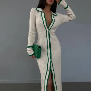 Women's Slim Cardigan Long Dress
