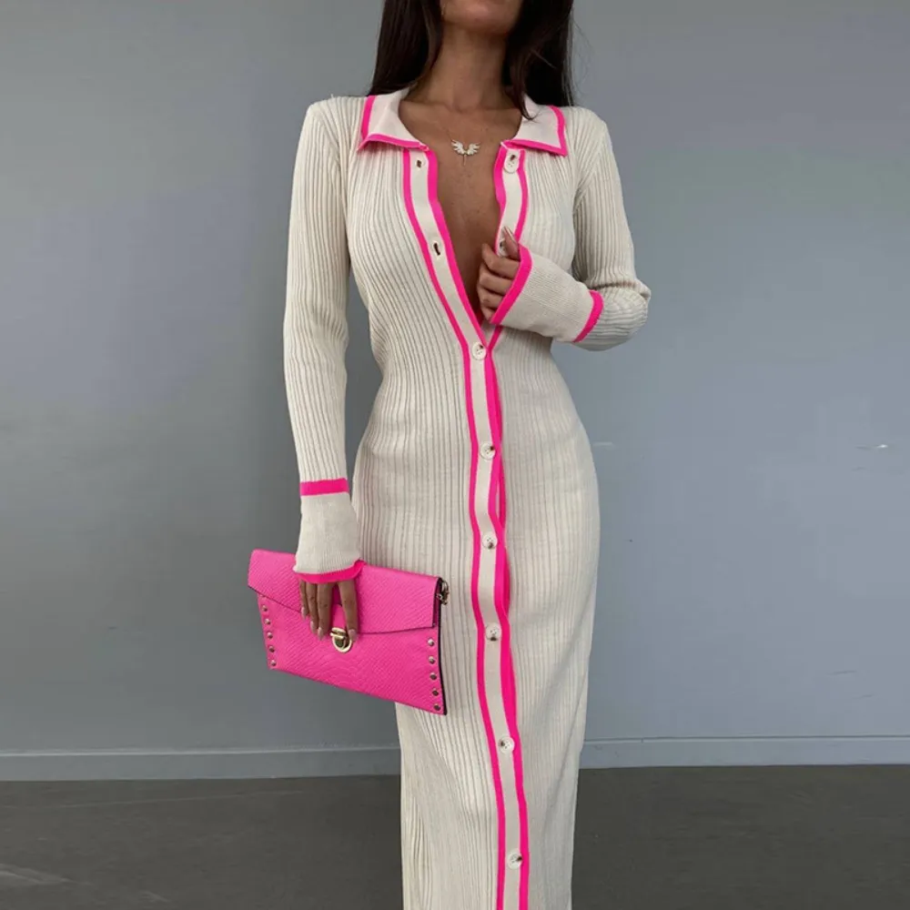 Women's Slim Cardigan Long Dress