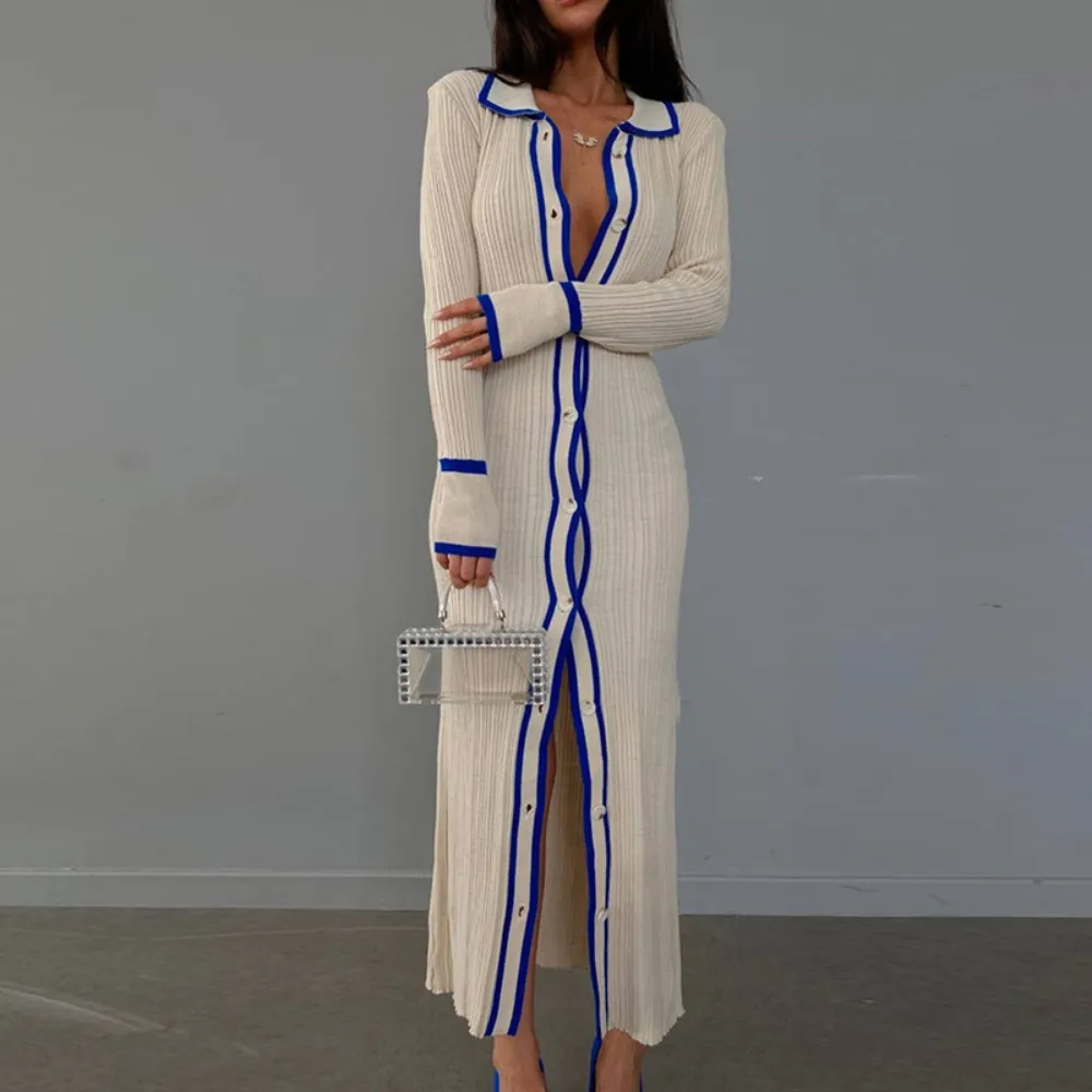 Women's Slim Cardigan Long Dress