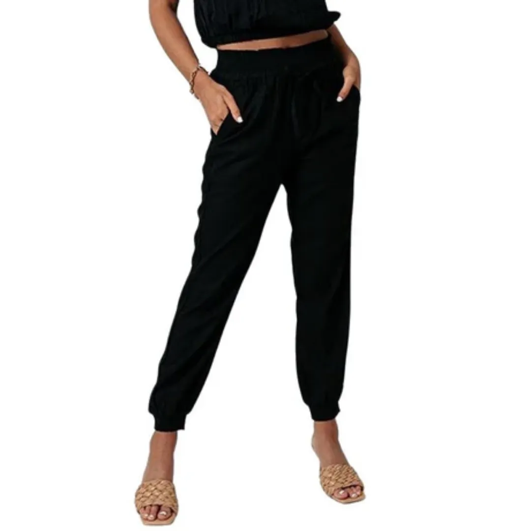 Women's Summer High Waisted Jogger Pants | Cropped