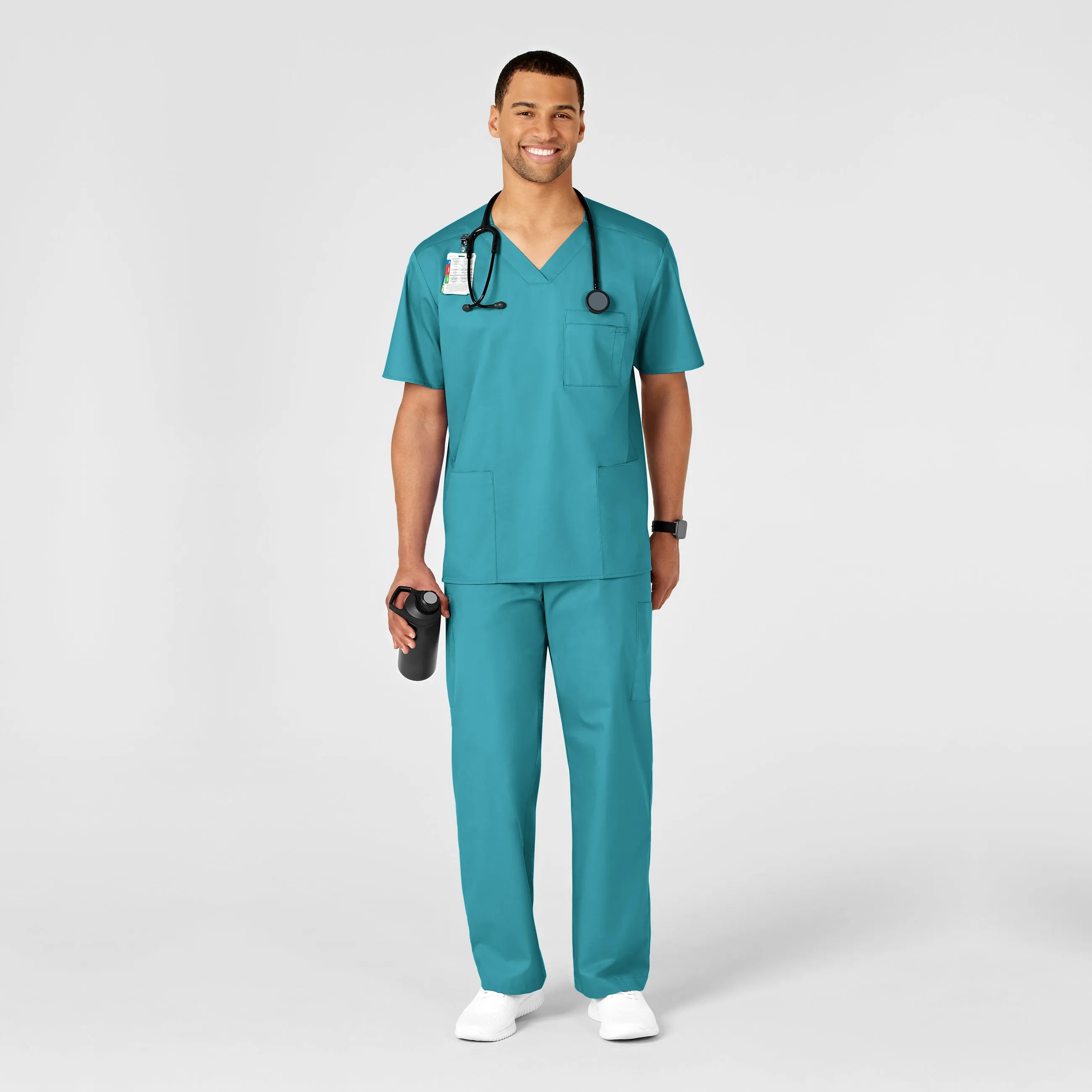 WonderWORK 503 Men's Cargo Scrub Pants Teal Blue