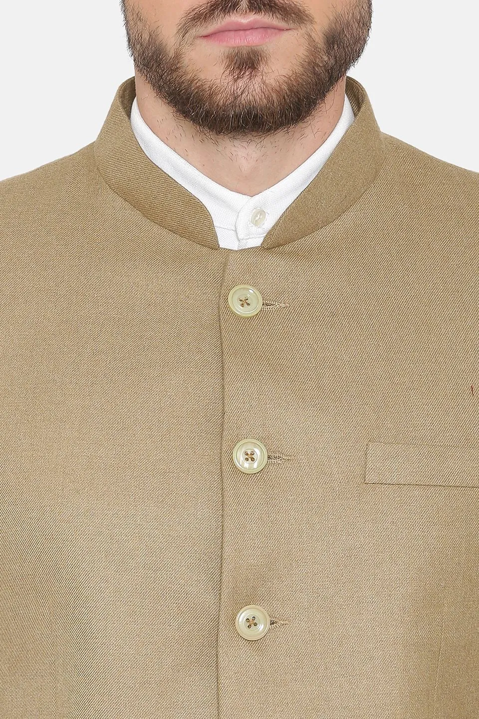 Wool Blend Brown Bandhgala