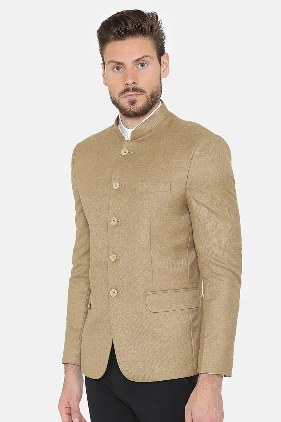 Wool Blend Brown Bandhgala