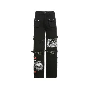 Y2K Gothic  Black Cargo Pants