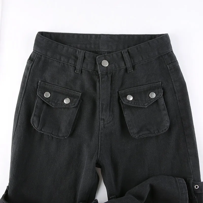 Y2K Gothic  Black Cargo Pants