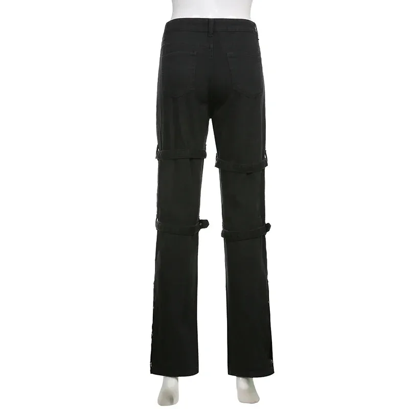 Y2K Gothic  Black Cargo Pants