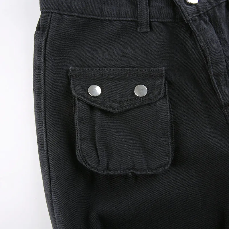 Y2K Gothic  Black Cargo Pants
