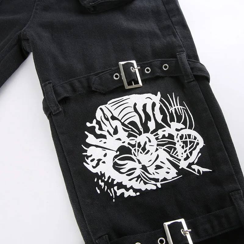 Y2K Gothic  Black Cargo Pants