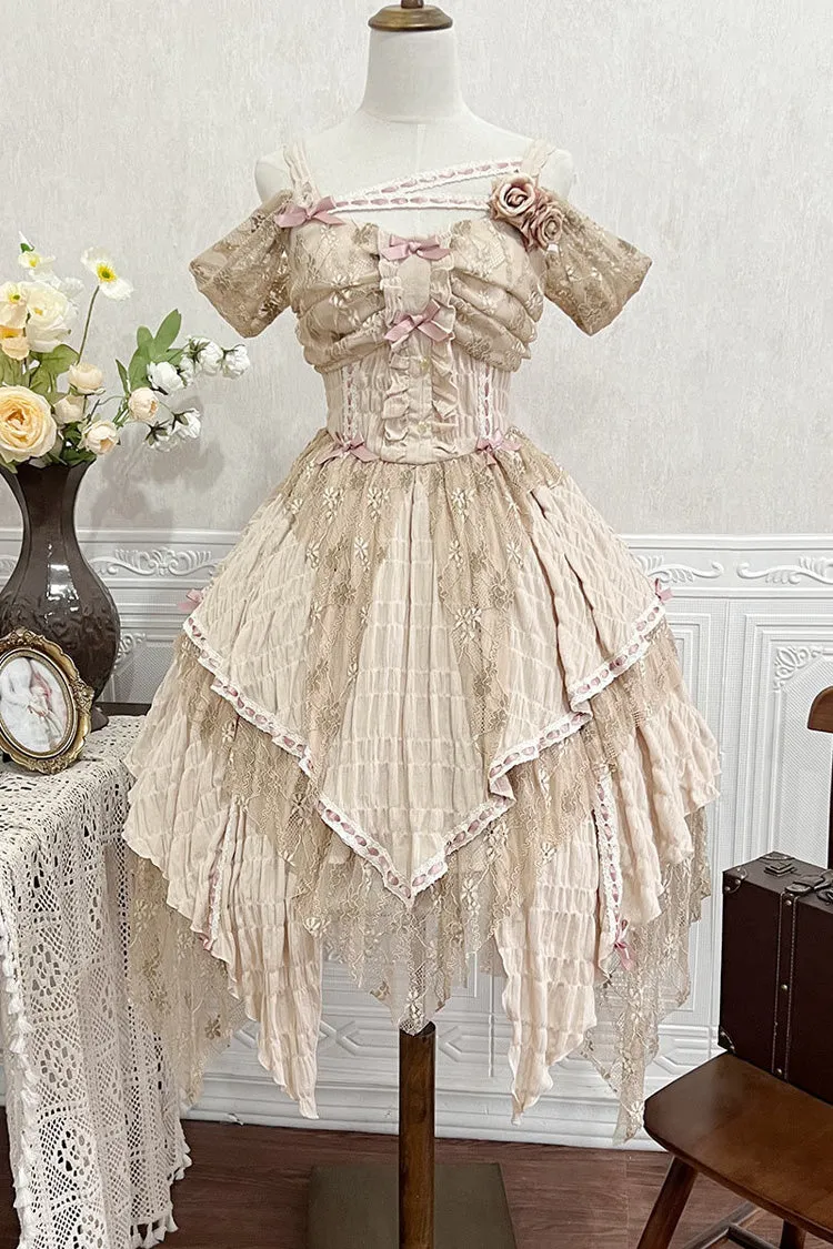 Yellow Sleeveless High Waisted Print Irregular Sweet Lolita Jsk Dress