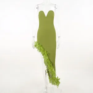 YL23226Spring2023New European and American Hipsters Hot Girl DeepVWomen's Slim-Fit Furry Tube Top Dress