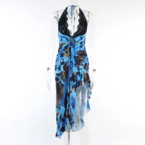YL23373Summer New Elegant Sexy Slim Fit Backless Dress Women's Fashion Halter Lace Chest Cup Dress